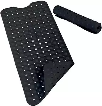 Relaxdays Badewannenmatte mit Saugnäpfen, PVC, 97x39cm, schwarz (10029455_46)