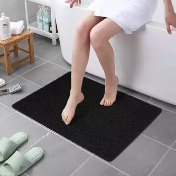 LuxusKollektion Duschmatte rutschfest 80x60cm PVC-Luffa mit Ablauf, schwarz