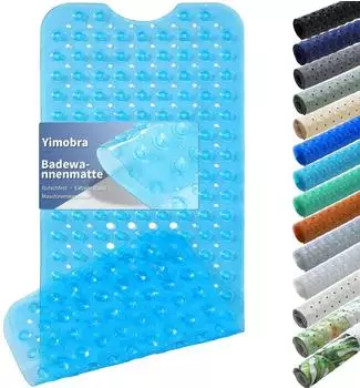 LuxusKollektion Badewannenmatte rutschfest mit Saugnäpfen, 100x40cm, blau