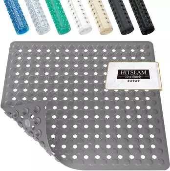 LuxusKollektion Duschmatte rutschfest 53x53cm, grau, PVC, schimmelresistent