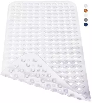 LuxusKollektion Badewannenmatte extra lang, rutschfest, weiß, 88x40cm
