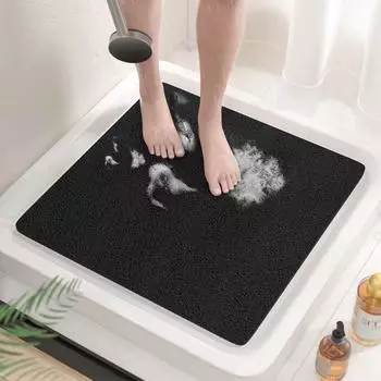 LuxusKollektion Duschmatte rutschfest, PVC-Luffa, schwarz, 53x53cm