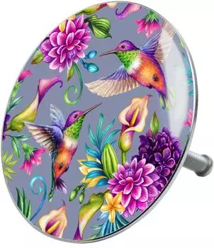 Sanilo Badewannenst&ouml;psel &bdquo;Kolibri" &Oslash; 7,2cm, messingfarben-bunt