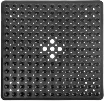 LuxusKollektion Duschmatte rutschfest mit Saugnäpfen, quadratisch, schwarz, 53x53cm