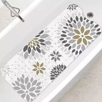 LuxusKollektion Badewannenmatte rutschfest, grau, 100x40cm, PVC, schimmelresistent