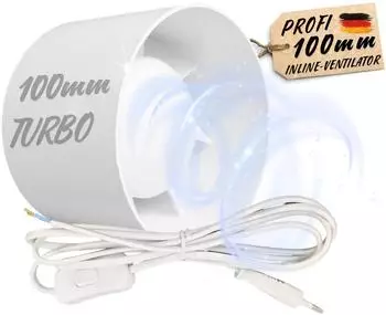 TronicXL Inline-L&uuml;fter 100mm 230V mit Schalter und Stecker