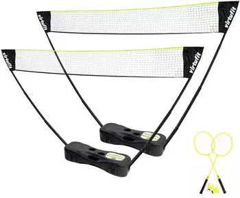 virtufit 2-in-1 Badminton- und Tennisnetz-Set, tragbar, mit Koffer (VF06024)