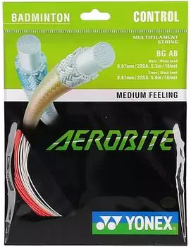 Yonex Aerobite Hybrid Badmintonsaite 0,61/0,67mm weiß/rot 10m (YON-201BGAB)