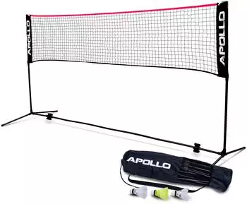 Apollo Badminton- und Volleyballnetz, höhenverstellbar, schwarz/rot (80050)