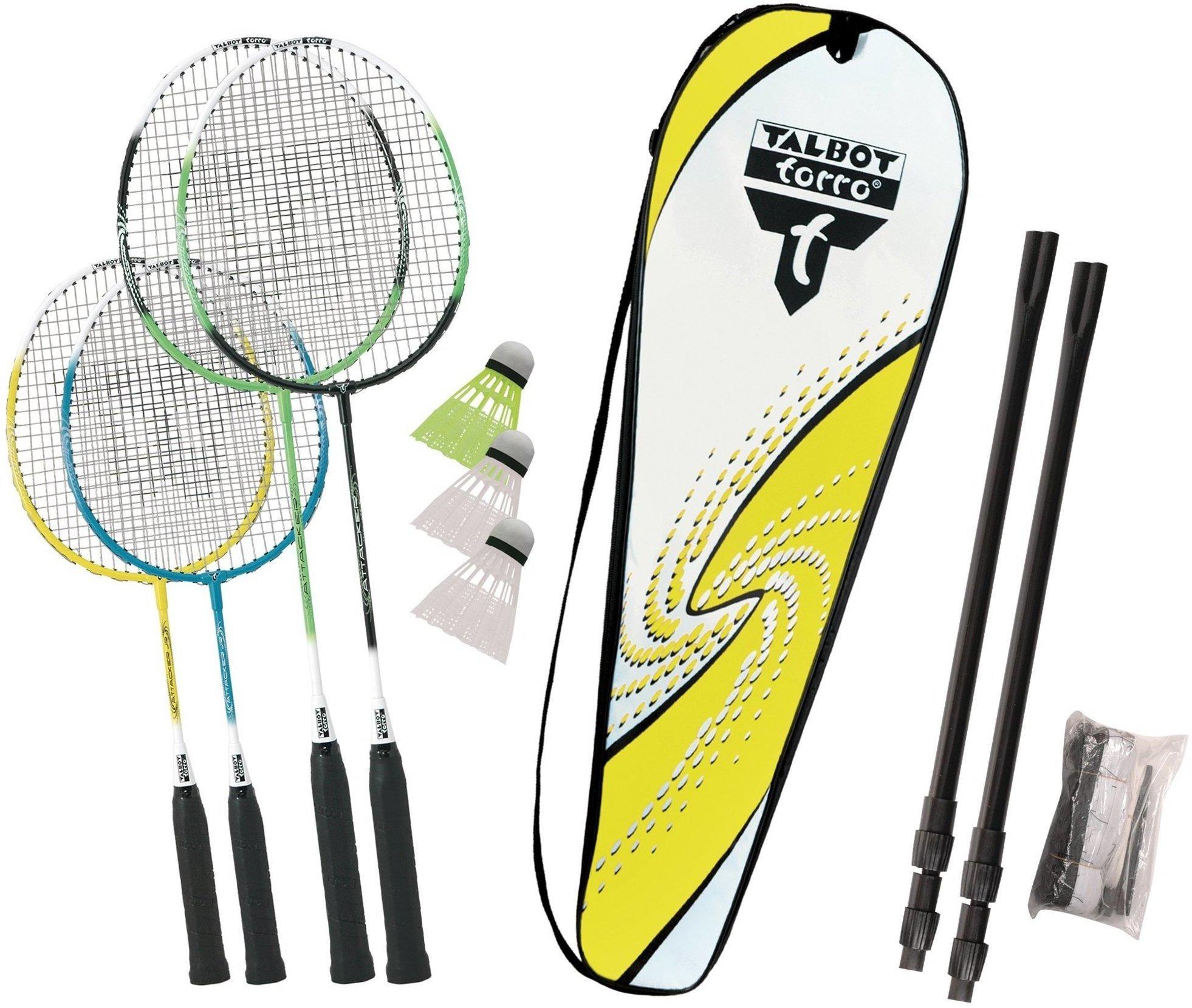 Set Badminton Talbot-Torro - 4 Racchette, Rete Regolabile, 3 Volani, Borsa Per Famiglia E Bambini - Foto 7