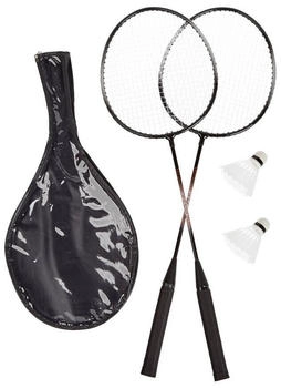 Relaxdays Badmintonset mit Tasche, 2 Schläger und 2 Bälle für Kinder und Erwachsene, grau (10024103)