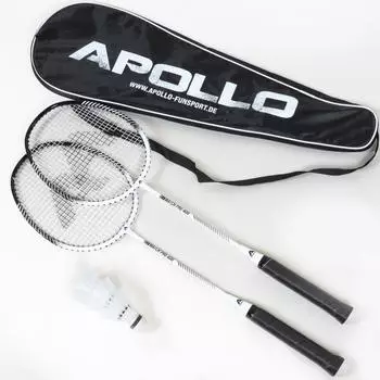 Apollo Match Pro 400 Badminton-Set, Alu-Rahmen, 2 Schläger mit Bällen & Tasche