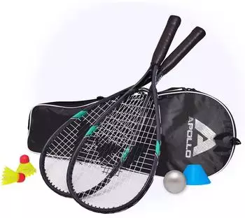 Apollo Speed Badminton Set Kinder, 2 Schl&auml;ger mit Tasche