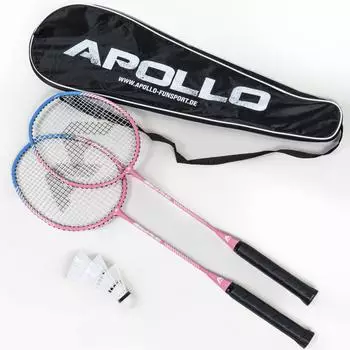 Apollo Match Pro 400 Badminton-Set, Alu-Rahmen, blau/pink