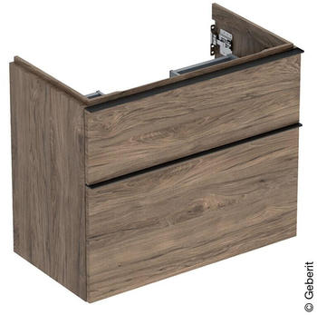 Geberit iCon Unterschrank f&uuml;r Waschtisch mit 2 Schubladen 74 x 61,5 x 416 cm Nussbaum hickory Lava pulverbeschichtet (502308JR1)