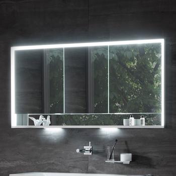 KEUCO Royal Lumos Aufputz-Spiegelschrank 120 x 73,5 cm mit LED-Beleuchtung und Spiegelheizung, 3 Türen silber eloxiert (14325171304)