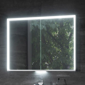 KEUCO Royal Lumos Aufputz-Spiegelschrank 80 x 73,5 cm mit LED-Beleuchtung, 2 Türen silber eloxiert (14322172301)