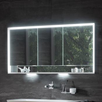KEUCO Royal Lumos Unterputz-Spiegelschrank 120 x 73,5 cm mit LED-Beleuchtung und Spiegelheizung, 3 Türen silber eloxiert (14335171304)