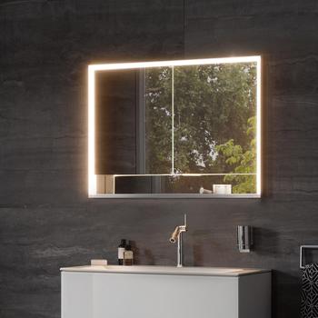 KEUCO Royal Lumos Unterputz-Spiegelschrank 90 x 73,5 cm mit Spiegelheizung, LED-Beleuchtung, 2 Türen silber-eloxiert/verspiegelt (14313171304)