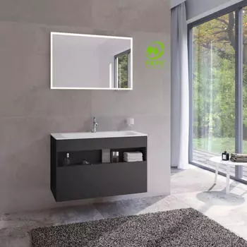 KEUCO Stageline Unterschrank f&uuml;r Waschtisch 1 Auszug 100 x 62,5 x 49 cm Vulkanit satiniert (3287297)