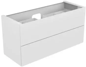 KEUCO Edition 11 Unterschrank f&uuml;r Waschtisch 2 Ausz&uuml;ge 140 x 70 x 53,5 cm Wei&szlig; Satiniert Wei&szlig; Seidenmatt (3136227)