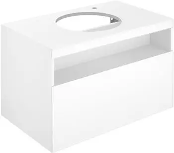 KEUCO Stageline Unterschrank f&uuml;r Waschtisch 1 Auszug mit Beleuchtung Hahnloch rechts 80 x 55 x 49 cm Vulkanit satiniert (328659701)