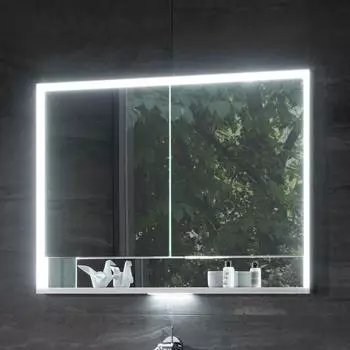 KEUCO Royal Lumos Aufputz-Spiegelschrank 70 x 73,5 cm mit LED-Beleuchtung, 2 T&uuml;ren silber eloxiert (14327171301)