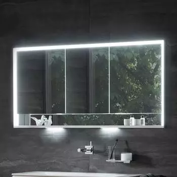 KEUCO Royal Lumos Unterputz-Spiegelschrank 140 x 73,5 cm mit LED-Beleuchtung, 3 T&uuml;ren silber eloxiert (14336171301)
