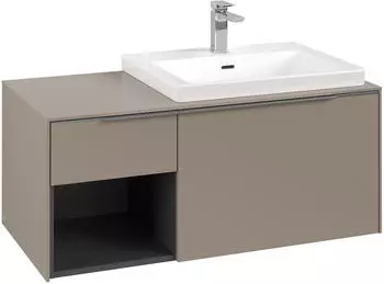 Villeroy & Boch Subway 3.0 100,1cm 2 Ausz&uuml;ge + Regal links Griffe gl&auml;nzend ohne LED-Licht (C57100VM)
