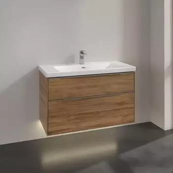Villeroy & Boch Subway 3.0 97,3cm 2 Ausz&uuml;ge Griffe gl&auml;nzend mit LED-Licht (C570L0RH)