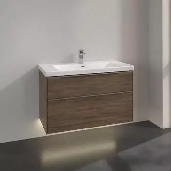 Villeroy & Boch Subway 3.0 97,3cm 2 Ausz&uuml;ge Griffe gl&auml;nzend mit LED-Licht (C570L0VH)