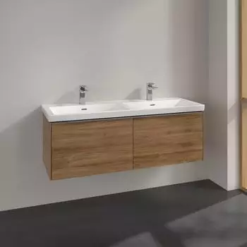 Villeroy & Boch Subway 3.0 127,2cm 2 Ausz&uuml;ge Griffe gl&auml;nzend ohne LED-Licht, f&uuml;r Doppel-Waschtisch (C56700RH)