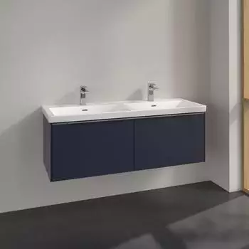 Villeroy & Boch Subway 3.0 127,2cm 2 Ausz&uuml;ge Griffe gl&auml;nzend ohne LED-Licht, f&uuml;r Doppel-Waschtisch (C56700VQ)