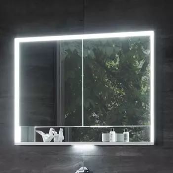 KEUCO Royal Lumos Aufputz-Spiegelschrank 100 x 73,5 cm mit LED-Beleuchtung, 2 T&uuml;ren silber eloxiert (14324171301)