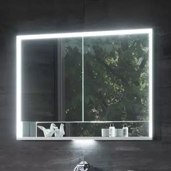 KEUCO Royal Lumos Unterputz-Spiegelschrank 90 x 73,5 cm mit LED-Beleuchtung und Spiegelheizung, 2 T&uuml;ren silber eloxiert (14333171304)