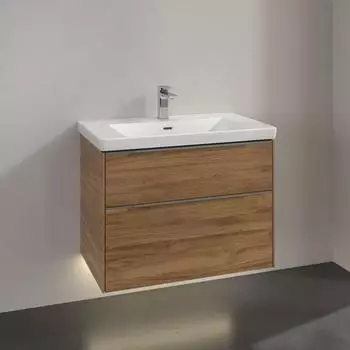 Villeroy & Boch Subway 3.0 77,2cm 2 Ausz&uuml;ge Griffe gl&auml;nzend mit LED-Licht (C574L0RH)
