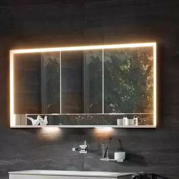 KEUCO Royal Lumos Unterputz-Spiegelschrank 140 x 73,5 cm mit Spiegelheizung, LED-Beleuchtung, 3 T&uuml;ren silber-eloxiert/verspiegelt (14316171304)