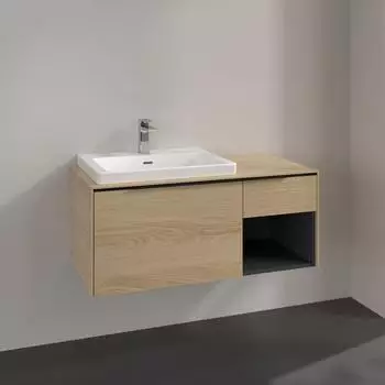 Villeroy & Boch Subway 3.0 100,1cm 2 Ausz&uuml;ge + Regal rechts, Griffe volcano black ohne LED-Licht (C57201VJ)