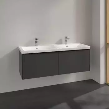 Villeroy & Boch Subway 3.0 127,2cm 2 Ausz&uuml;ge Griffe volcano black ohne LED-Licht, f&uuml;r Doppel-Waschtisch (C56701VR)