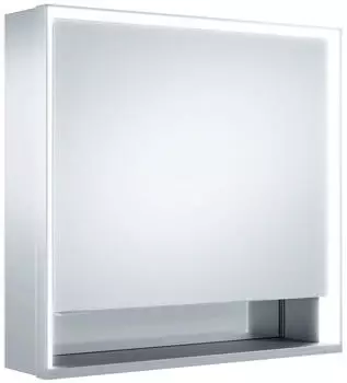 KEUCO Royal Lumos Aufputz-Spiegelschrank 65 x 73,5 cm mit Spiegelheizung, LED-Beleuchtung, 1T&uuml;r, Anschlag rechts silber-eloxiert/verspiegelt (14301171104)