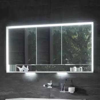 KEUCO Royal Lumos Aufputz-Spiegelschrank 140 x 73,5 cm mit LED-Beleuchtung, 3 T&uuml;ren silber eloxiert (14326171301)