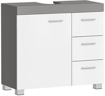 Vasagle Waschbeckenunterschrank 30x70x64 cm wei&szlig;-zementgrau