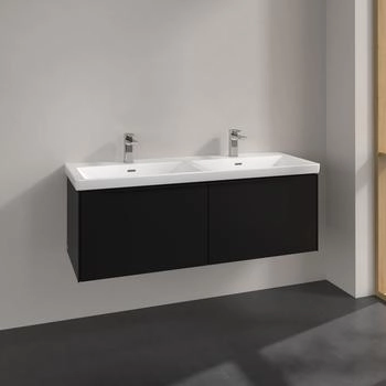 Villeroy & Boch Subway 3.0 127,2cm 2 Ausz&uuml;ge Griffe volcano black ohne LED-Licht, f&uuml;r Doppel-Waschtisch (C56701VL)