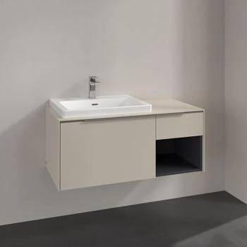 Villeroy & Boch Subway 3.0 100,1cm 2 Auszüge + Regal rechts, Griffe glänzend ohne LED-Licht (C57200VN)