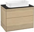 Villeroy & Boch Finion Waschtischunterschrank G63200PC 80x60,3x50,1mm, Wandbeleuchtung, Glass Black Matt, Oak Veneer