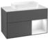 Villeroy & Boch Finion Waschtischunterschrank F252GMGM 100x60,3cm, Abdeckplatte black matt, Regal rechts Olive Matt Lacquer, Olive Matt Lacquer