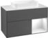 Villeroy & Boch Finion Waschtischunterschrank F252GNMT 100x60,3cm, Abdeckplatte black matt, Regal rechts Walnut veneer, White matt lacquer