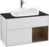 Villeroy & Boch Finion Waschtischunterschrank F252GNMT 100x60,3cm, Abdeckplatte black matt, Regal rechts Walnut veneer, White matt lacquer