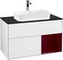 Villeroy & Boch Finion Waschtischunterschrank F252HBGF 100x60,3cm, Abdeckplatte black matt, Regal rechts Peony, Glossy white lacquer