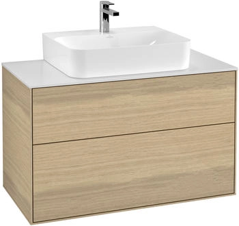 Villeroy & Boch Finion Waschtischunterschrank F10100PC 100x60,3x50,1cm, Abdeckplatte white matt, Oak Veneer